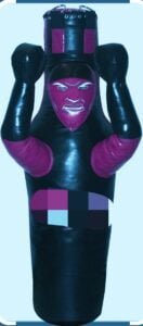 family punching dummy