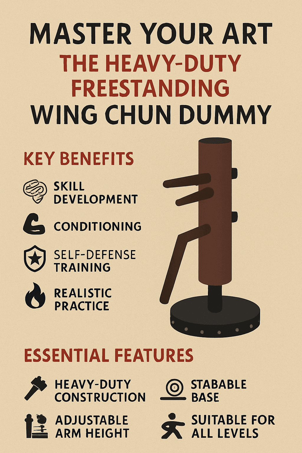 heavy duty freestanding wing chun dummy