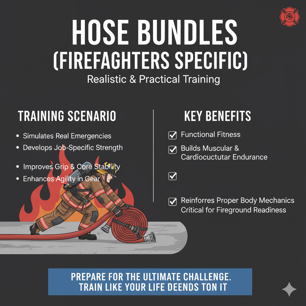 Hose Bundles (Firefighters Specific): Realistic and Practical Master the dummy drag without a dummy! Discover effective training alternatives like sandbags, partner drags, and DIY sleds to build strength and technique for physical agility tests. Learn how to train smart and safely