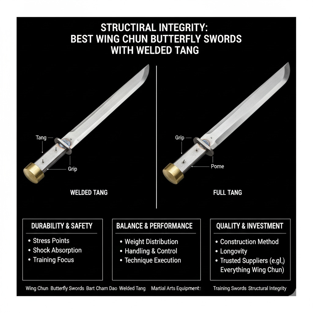 Title: Structural Integrity: Best Wing Chun Butterfly Swords with Welded Tang Meta Description: An in-depth guide to selecting the best Wing Chun Butterfly Swords featuring a welded tang, analyzing the importance of tang construction for durability, balance, and the rigorous demands of martial arts training. Tags: Wing Chun,Butterfly Swords,Bart Cham Dao,Welded Tang,Full Tang,Construction,Durability,Martial Arts Equipment,Blade Construction,Everything Wing Chun,Training Swords,Quality,Tang,Structural Integrity,Best Swords